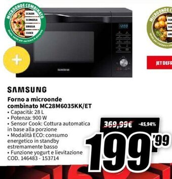 MediaWorld Samsung Forno a microonde combinato MC28M6035KK/ET offerta
