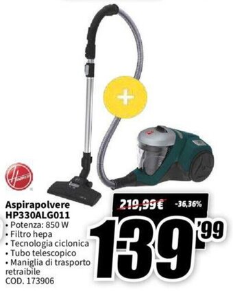 MediaWorld Hoover Aspirapolvere HP330ALG011 offerta