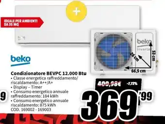 MediaWorld beko Condizionatore BEVPC 12.000 Btu offerta