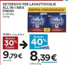 Coop Finish Detersivo Per Lavastoviglie All In 1 Max offerta
