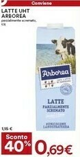 Coop Arborea Latte Parzialmente Scremato UHT offerta