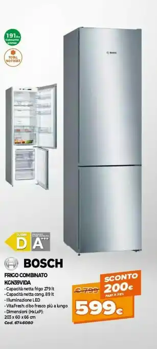 GRANCASA Bosch Serie 4 KGN39VIDA Frigorifero Con Congelatore Libera Installazione Acciaio Inossidabile 366 L A+++ offerta