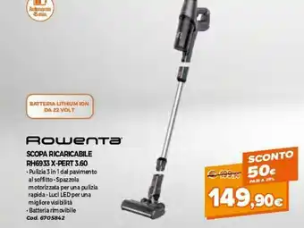GRANCASA Rowenta RH6933, Cleaner X-PERT 3.60, Scopa Elettrica, 45 Minuti Di Autonomia, Peso Di 2,2 Kg, Nero & Rosso offerta