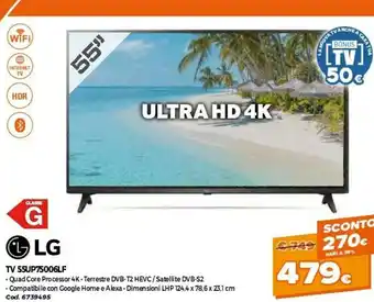 LG 55UP75006LF TV 139,7 Cm (55") 4K Ultra HD Smart TV Wi-Fi Nero