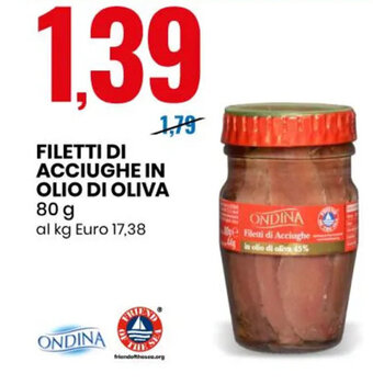 Eurospin Ondina Filetti di Acciughe in Olio di Oliva 80 g offerta