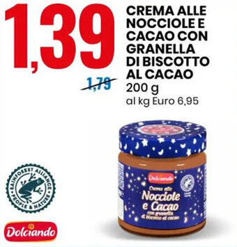Eurospin Dolciando Crema Alle Nocciole e Cacao con Granella di Biscotto Al Cacao 200 g offerta