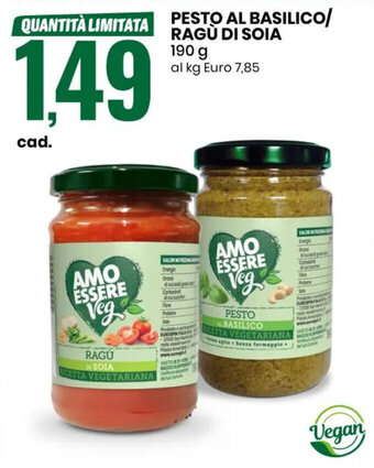 Eurospin Pesto Al Basilico/Ragù di Soia 190 g offerta