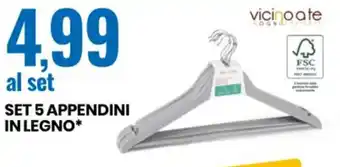 Eurospin Set 5 Appendini in legno offerta