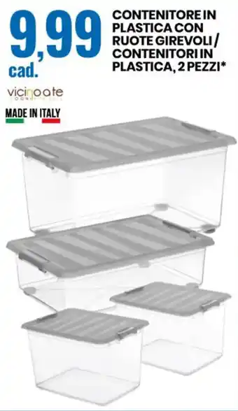 Eurospin Contenitore in Plastica con Ruote Girevoli/Contenitori in plastica, 2 pezzi offerta