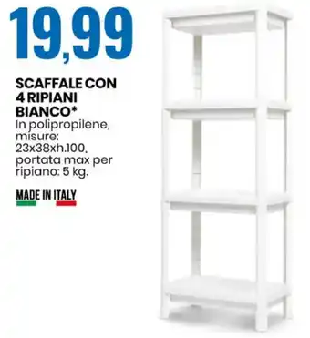 Eurospin Scaffale con 4 ripiani bianco 23x38xh.100 offerta