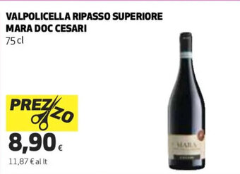 Coop Valpolicella Ripasso Superiore Mara Doc Cesari 75 cl offerta