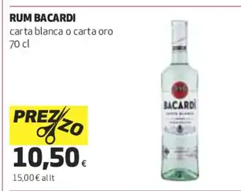 Coop Rum Bacardi carta bianca o carta oro 70 cl offerta