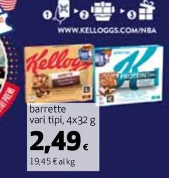 Coop Kellogg's barrette vari tipi, 4x32 g offerta