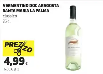 Coop Vermentino Doc Aragosta Santa Maria La Palma classico 75 cl offerta