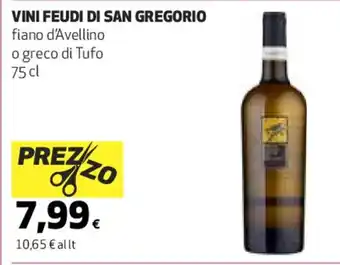 Coop Vini Feudi Di San Gregorio fiano d'Avellino o greco di Tufo 75 cl offerta