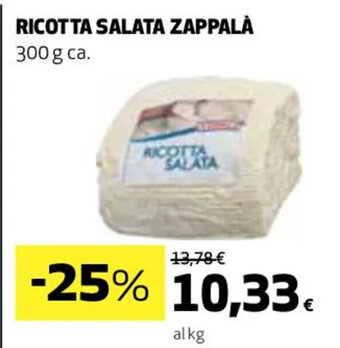 Coop Ricotta Salata Zappalà 300 g ca. offerta