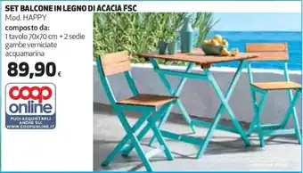 Coop Coop Set Balcone in Legno di Acacia FSC offerta