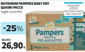 Coop Pampers Mutandini Baby Dry Quadri Pacco offerta