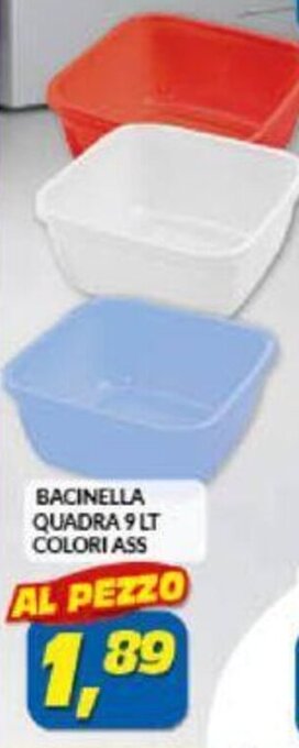 Risparmio Casa Bacinella Quadra 9 lt colori ass offerta