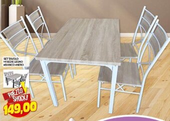 Risparmio Casa Set Tavolo +4 sedie legno bianco/nero offerta