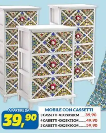 Risparmio Casa Mobile con 3 cassetti 40x29x58cm offerta