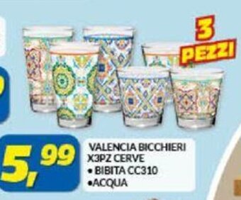 Risparmio Casa Valencia Bicchieri x3pz cerve bibita cc310 / acqua offerta