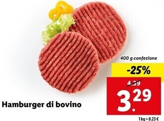 Lidl Hamburger di bovino offerta