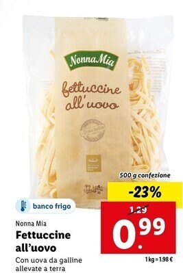 Lidl Nonna mia fettuccine all'uovo offerta