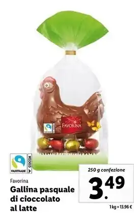 Lidl Favorina gallina pasquale di cioccolato al latte offerta