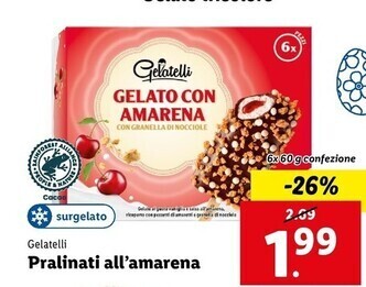 Lidl Gelatelli pralinati all'amarena offerta