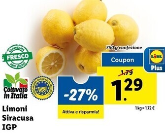 Lidl Limoni siracusa igp offerta