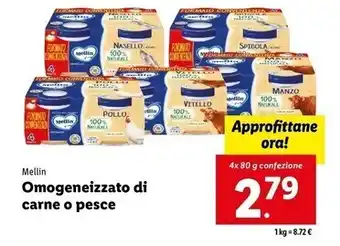 Lidl Mellin omogeneizzato di carne o pesce offerta