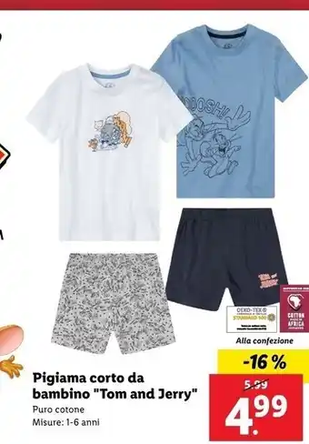 Lidl Tom and jerry - pigiama corto da bambino offerta