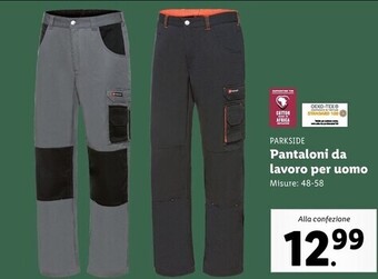 Lidl Parkside pantaloni da lavoro per uomo offerta