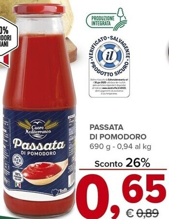 Todis Cuore mediterraneo passata di pomodoro offerta