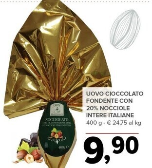 Todis L'arte delle specialità uovo cioccolato fondente con 20 % nocciole intere italiane offerta