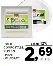 Todis Home - piatti compostabili offerta