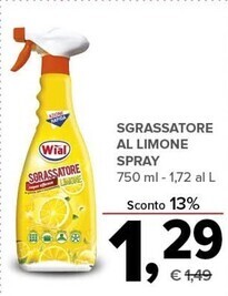 Todis Wial sgrassatore al limone spray offerta