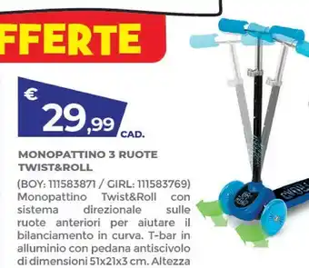Toys Center Sun & sport - monopattino 3 ruote twist &roll offerta