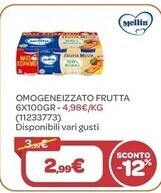 Bimbo Store Mellin omogeneizzato frutta 6x100gr offerta