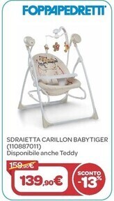 Bimbo Store Foppapedretti sdraietta carillon babytiger offerta