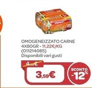 Bimbo Store Plasmon omogeneizzato carne 4x80gr offerta