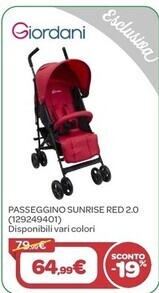 Bimbo Store Giordani passeggino sunrise red 2.0 offerta