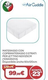 Bimbo Store Aircuddle - materasso con coprimaterasso 3 strati per lettino 62x125cm offerta