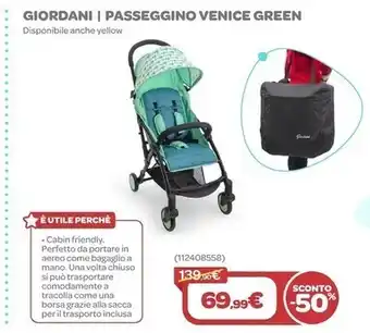 Bimbo Store Giordani passeggino venice green offerta