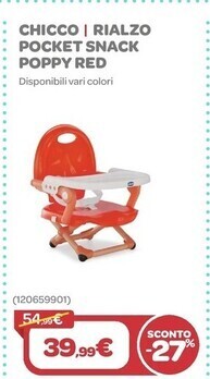 Bimbo Store Chicco rialzo pocket snack poppy red offerta