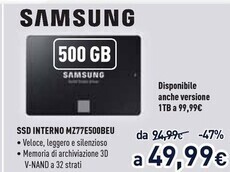 Unieuro Samsung ssd interno mz77e500beu offerta