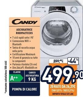 Unieuro Candy asciugatrice roeh9a2tcexs offerta