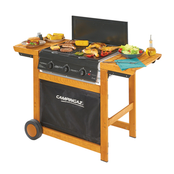 Unieuro Campingaz adelaide 3 woody dualgas 14000 w barbecue gas carrello nero, legno offerta