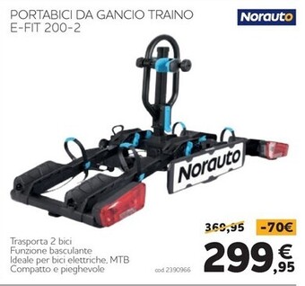 Norauto Norauto - portabici da gancio traino e- fit 200-2 offerta